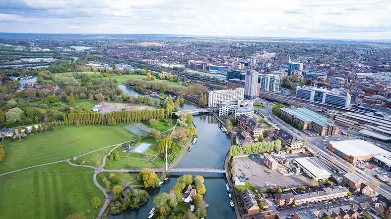 View of Reading countryside and town areas